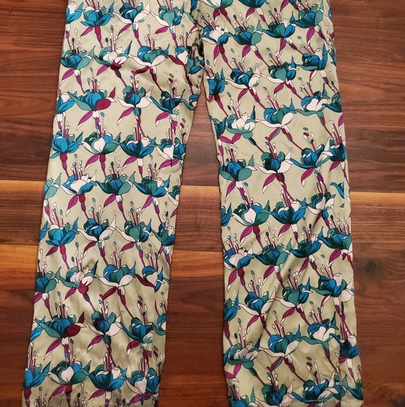 Vivienne Hu Green Floral Print Wide Leg Pants SZ 8 - Picture 2 of 7